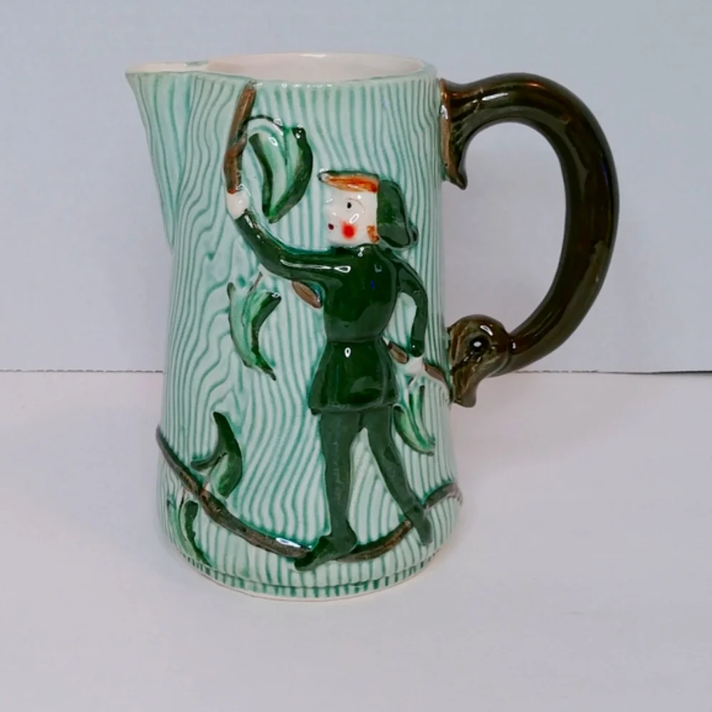 Vintage Jack and the Beanstalk Elf Pixie Pitcher  Vase Japan Excellent